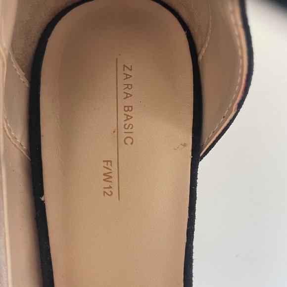 Zara Red Black Tan Suede Colorblock Pointed Heel Strap Sz 6 - Picture 4 of 12